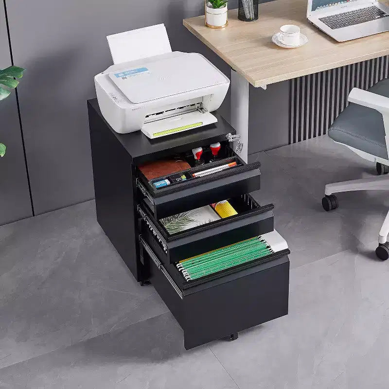 Okak Modern Small Mobile Filing Cabinet with Lock Drawers/Doors,Storage Organizer File Cabinet for Home Office,Under Desk