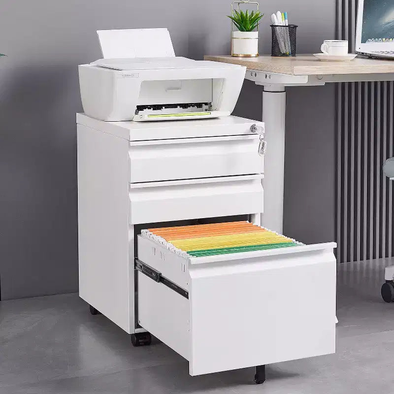 Okak Modern Small Mobile Filing Cabinet with Lock Drawers/Doors,Storage Organizer File Cabinet for Home Office,Under Desk
