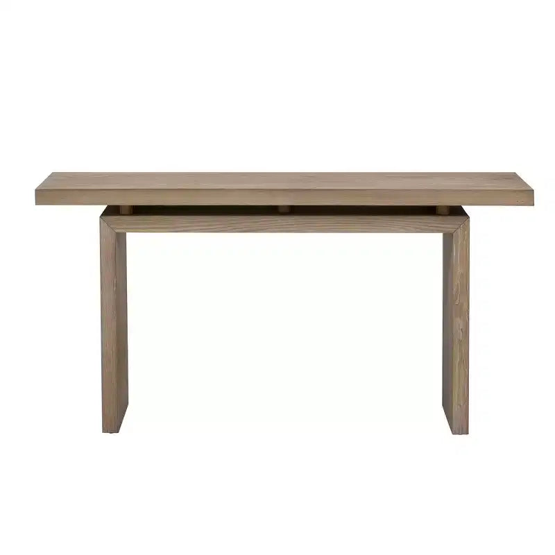 Uniquely designed ash veneer console table features a modern, minimalist style and a cleverly designed tabletop, suitable