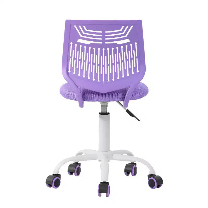 FurnitureR Desk Chair Armless Cute, Armless Small Computer Study Task Chair Adjustable Swivel Low Back with Rolling Wheels for Teens Students, PURPLE