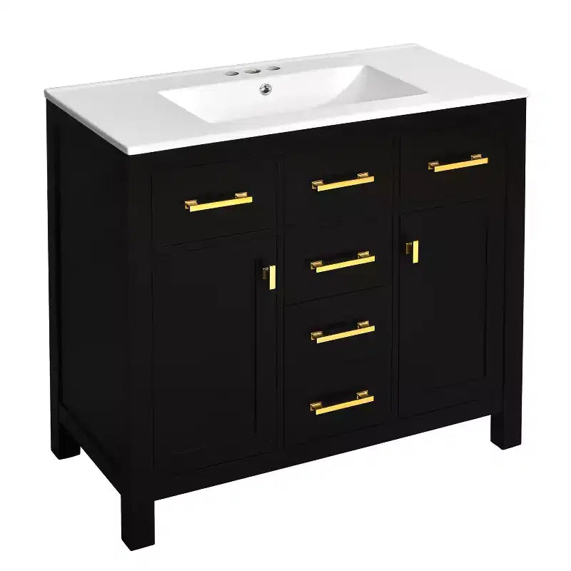 36 Bathroom Vanity Sink Combo, Bathroom Storage Cabinet with Drawers, Single Sink Bathroom Vanity with Solid Wood Frame