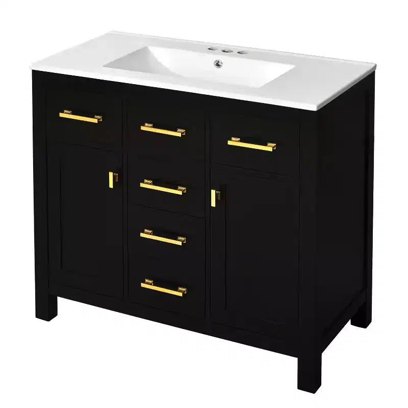 36 Bathroom Vanity Sink Combo, Bathroom Storage Cabinet with Drawers, Single Sink Bathroom Vanity with Solid Wood Frame