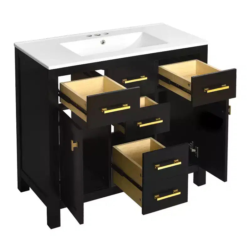 36 Bathroom Vanity Sink Combo, Bathroom Storage Cabinet with Drawers, Single Sink Bathroom Vanity with Solid Wood Frame