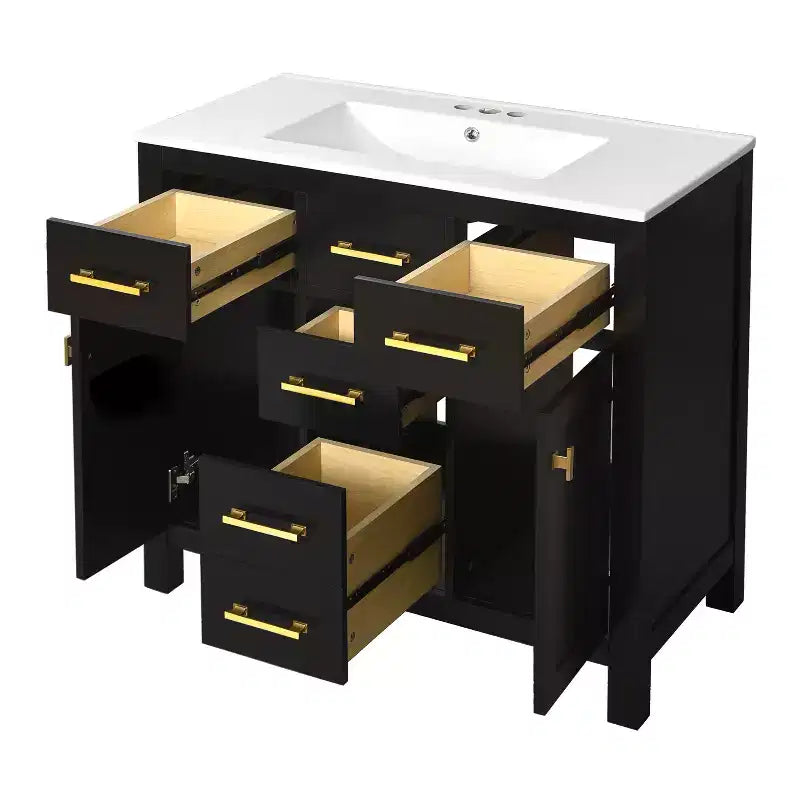 36 Bathroom Vanity Sink Combo, Bathroom Storage Cabinet with Drawers, Single Sink Bathroom Vanity with Solid Wood Frame