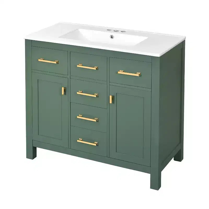 36 Bathroom Vanity Sink Combo, Bathroom Storage Cabinet with Drawers, Single Sink Bathroom Vanity with Solid Wood Frame