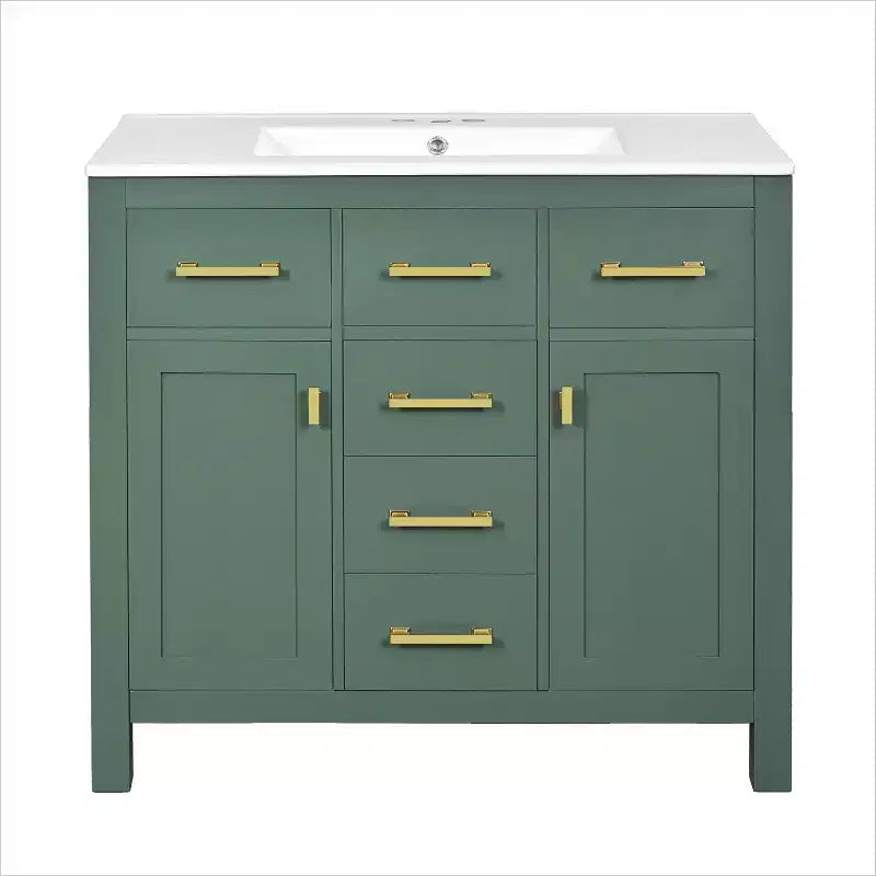 36 Bathroom Vanity Sink Combo, Bathroom Storage Cabinet with Drawers, Single Sink Bathroom Vanity with Solid Wood Frame