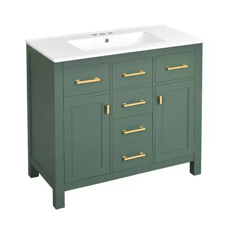 36 Bathroom Vanity Sink Combo, Bathroom Storage Cabinet with Drawers, Single Sink Bathroom Vanity with Solid Wood Frame