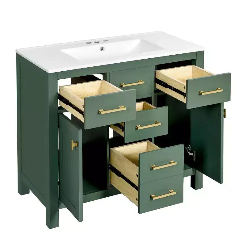 36 Bathroom Vanity Sink Combo, Bathroom Storage Cabinet with Drawers, Single Sink Bathroom Vanity with Solid Wood Frame