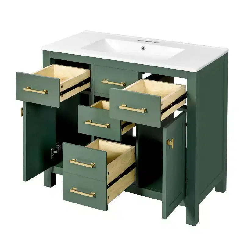 36 Bathroom Vanity Sink Combo, Bathroom Storage Cabinet with Drawers, Single Sink Bathroom Vanity with Solid Wood Frame