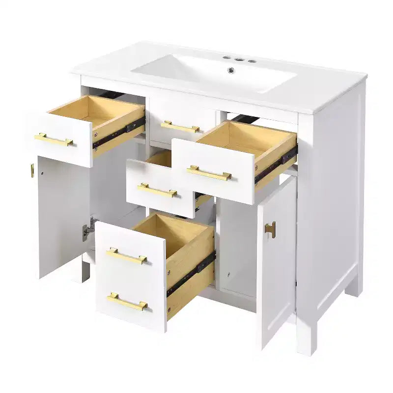 36 Bathroom Vanity Sink Combo, Bathroom Storage Cabinet with Drawers, Single Sink Bathroom Vanity with Solid Wood Frame