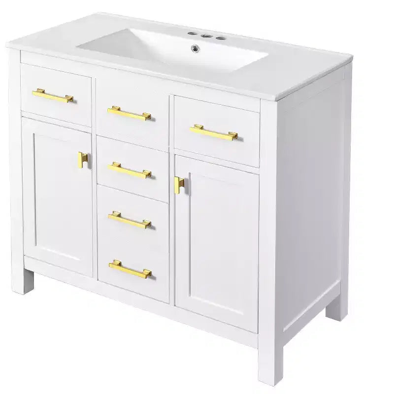 36 Bathroom Vanity Sink Combo, Bathroom Storage Cabinet with Drawers, Single Sink Bathroom Vanity with Solid Wood Frame