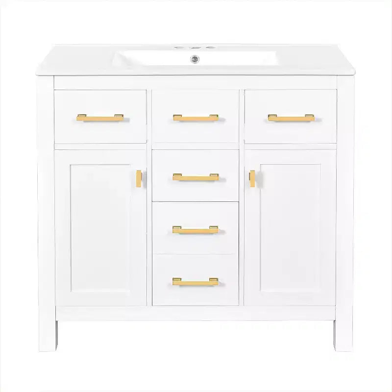 36 Bathroom Vanity Sink Combo, Bathroom Storage Cabinet with Drawers, Single Sink Bathroom Vanity with Solid Wood Frame