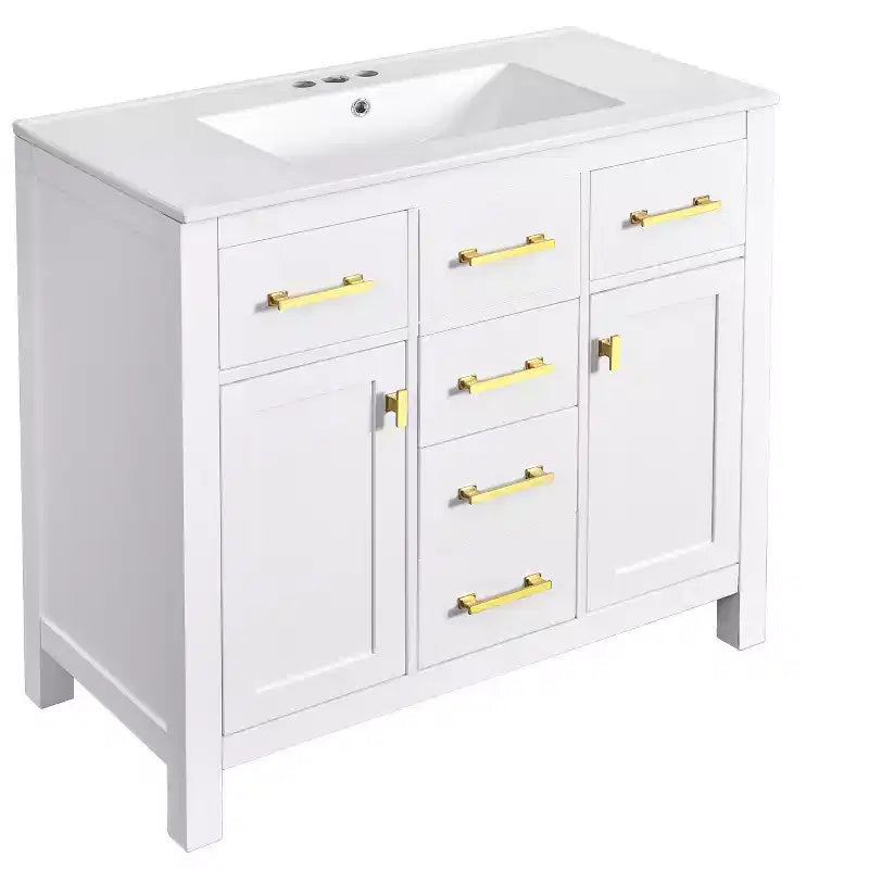 36 Bathroom Vanity Sink Combo, Bathroom Storage Cabinet with Drawers, Single Sink Bathroom Vanity with Solid Wood Frame