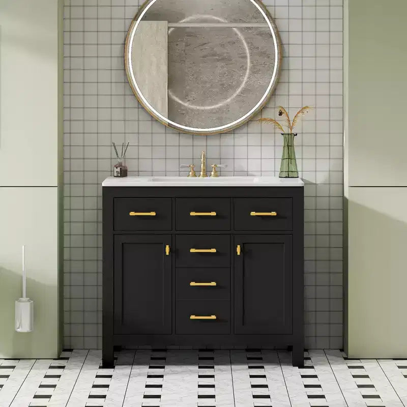 36 Bathroom Vanity Sink Combo, Bathroom Storage Cabinet with Drawers, Single Sink Bathroom Vanity with Solid Wood Frame