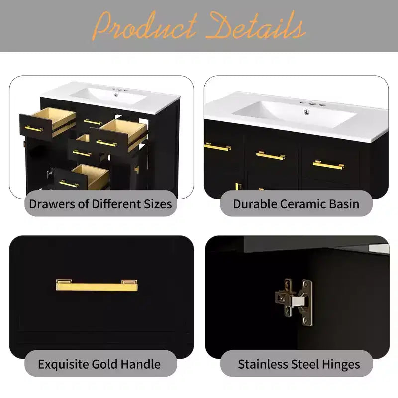 36 Bathroom Vanity Sink Combo, Bathroom Storage Cabinet with Drawers, Single Sink Bathroom Vanity with Solid Wood Frame
