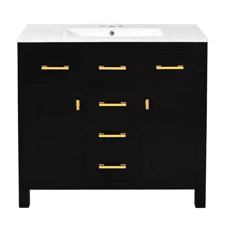 36 Bathroom Vanity Sink Combo, Bathroom Storage Cabinet with Drawers, Single Sink Bathroom Vanity with Solid Wood Frame