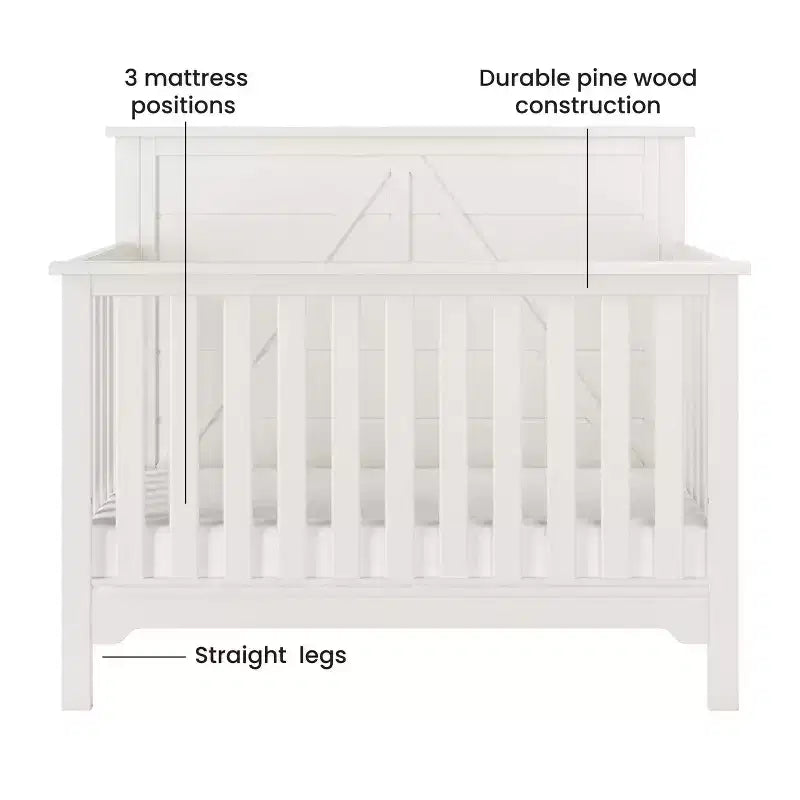 Child Craft Woodland 4-in-1 Convertible Crib, Converts to Day Bed, Toddler Bed, Full Size Bed, 3 Mattress Positions, Baby Safe Finish