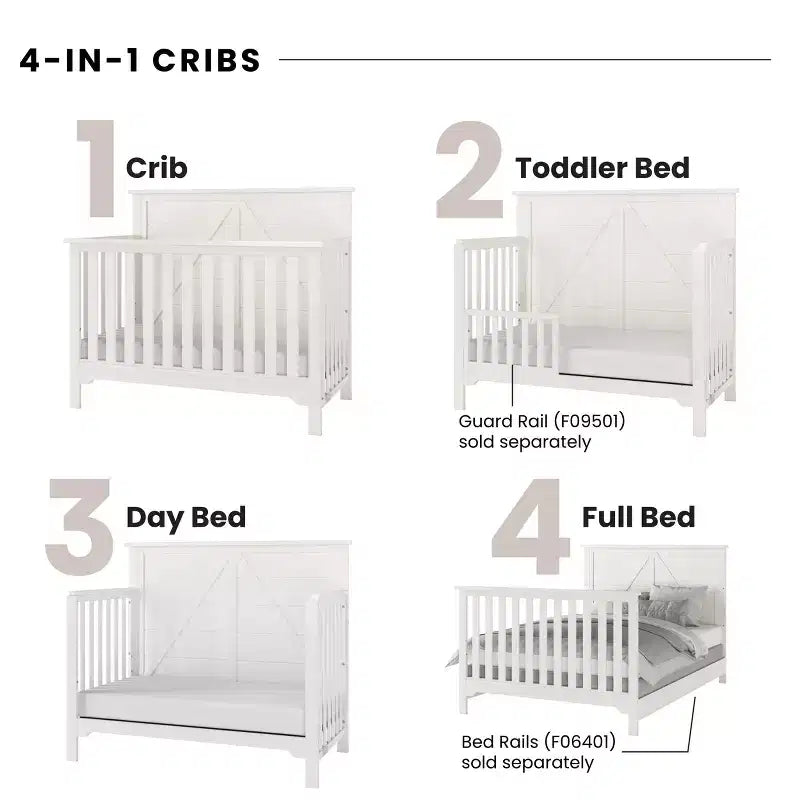 Child Craft Woodland 4-in-1 Convertible Crib, Converts to Day Bed, Toddler Bed, Full Size Bed, 3 Mattress Positions, Baby Safe Finish