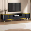 TUYOHW TV Stand with Open Shelf for TVs up to 85 Inches,Modern Entertainment Center with 2 Cabinets and 1 Drawer,Black