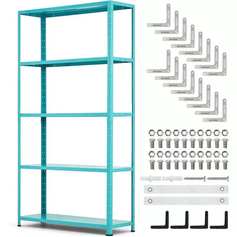 5-Shelf Shelving, Storage Shelves Metal Bookshelves for Storage, Adjustable Garage Shelving Heavy Duty Storage Rack Pantry Shelf Kitchen Shelving