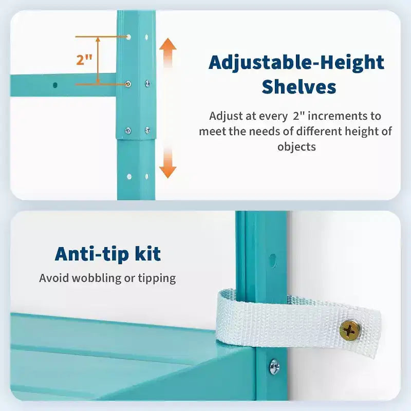 5-Shelf Shelving, Storage Shelves Metal Bookshelves for Storage, Adjustable Garage Shelving Heavy Duty Storage Rack Pantry Shelf Kitchen Shelving