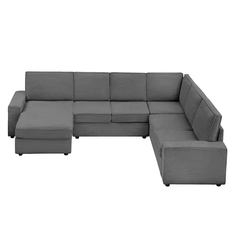Sofa, Modular Sectional 10-Seater  Convertible U-Shaped Chaise Sleeper Sofa Wide Armrests Corduroy Cloud Couch for Living Room/Bedroom