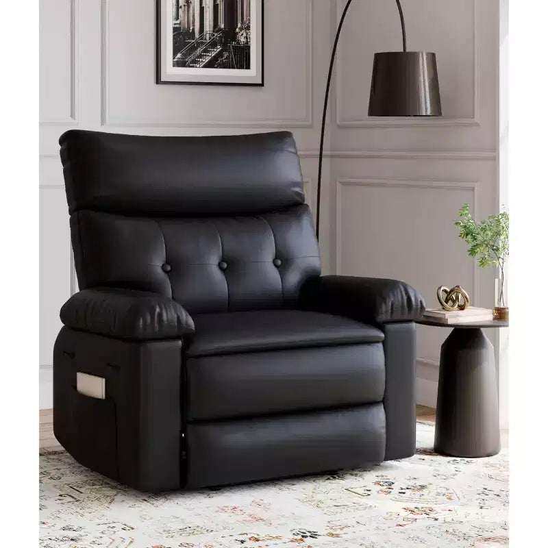 27 Oversized Swivel Rocker Recliner, Heating and Massage, 400 lbs Capacity, Cup Holders