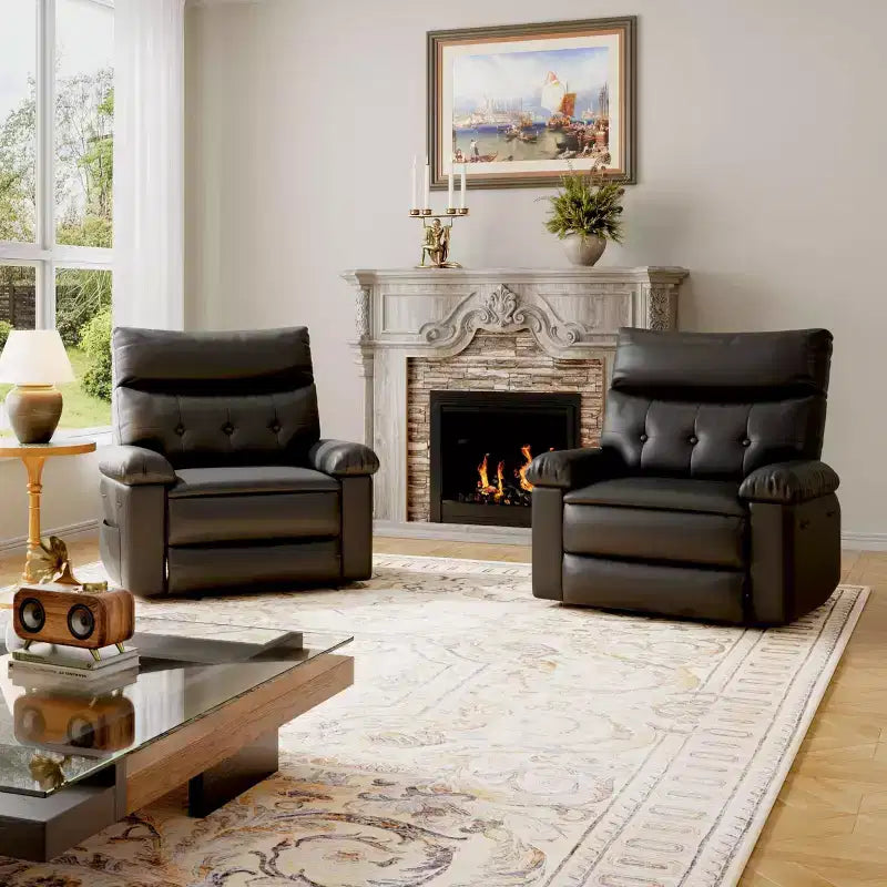 27 Oversized Swivel Rocker Recliner, Heating and Massage, 400 lbs Capacity, Cup Holders