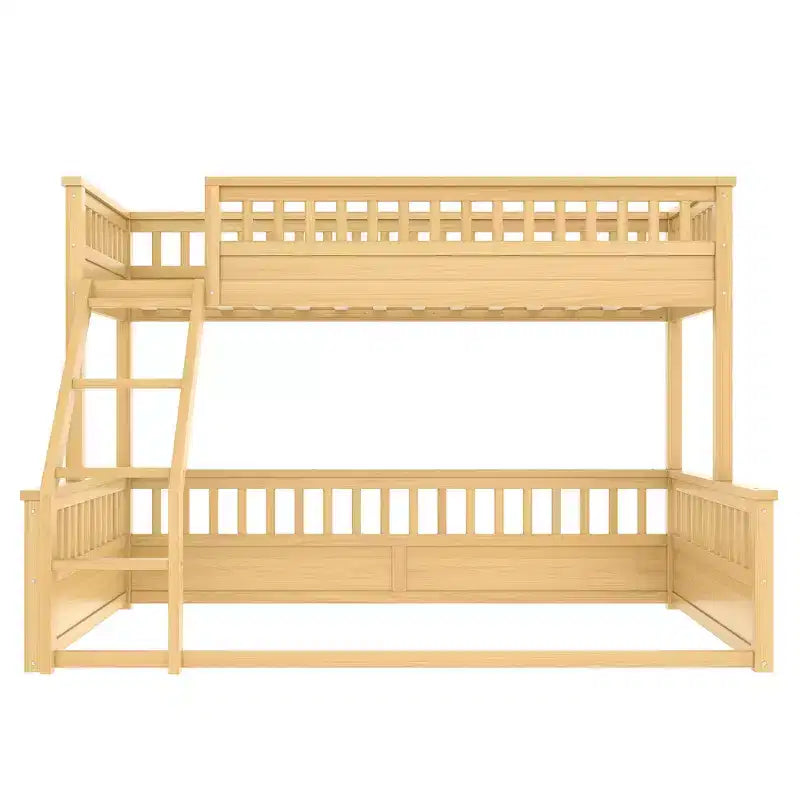 Twin XL/Full XL over Queen Bunk Bed with Ladder and Guardrails - ModernLuxe