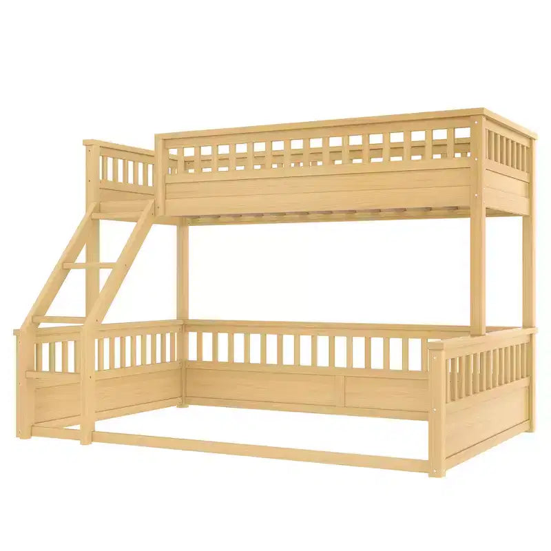 Twin XL/Full XL over Queen Bunk Bed with Ladder and Guardrails - ModernLuxe