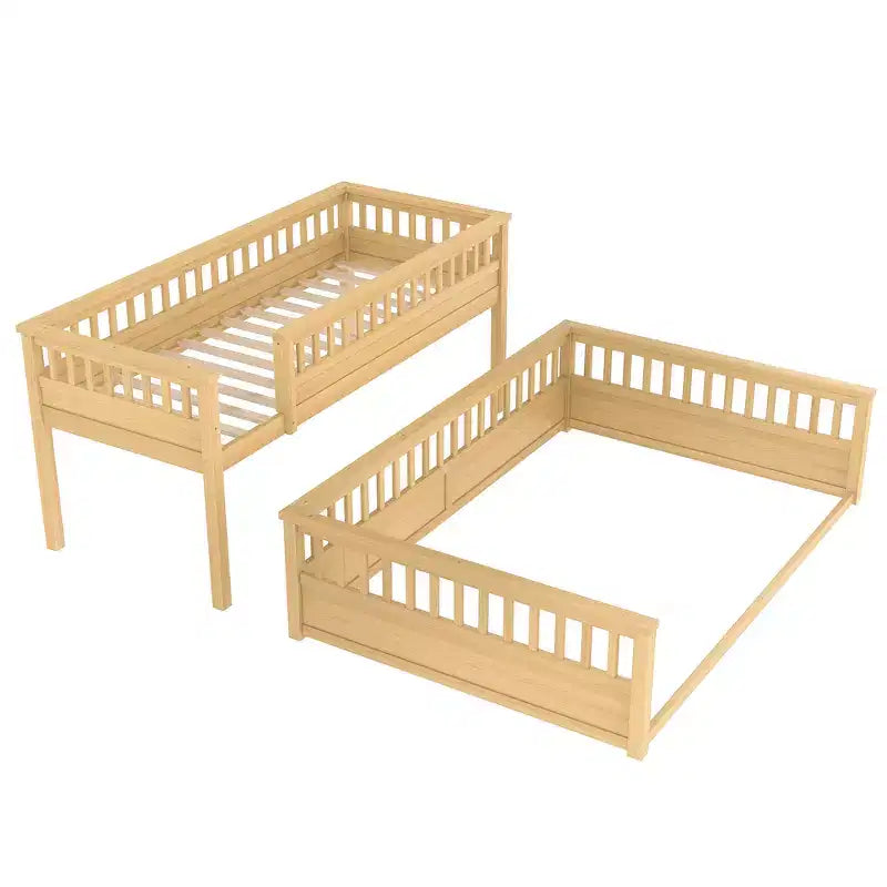 Twin XL/Full XL over Queen Bunk Bed with Ladder and Guardrails - ModernLuxe