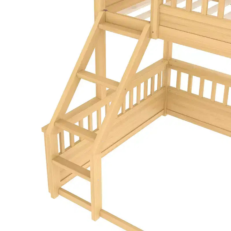 Twin XL/Full XL over Queen Bunk Bed with Ladder and Guardrails - ModernLuxe