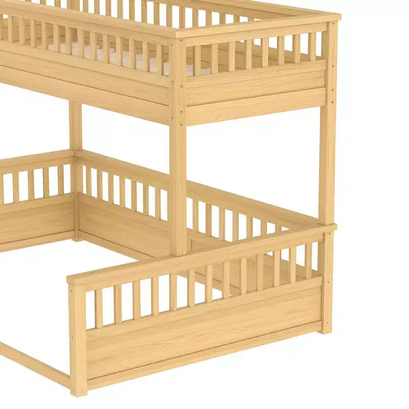 Twin XL/Full XL over Queen Bunk Bed with Ladder and Guardrails - ModernLuxe