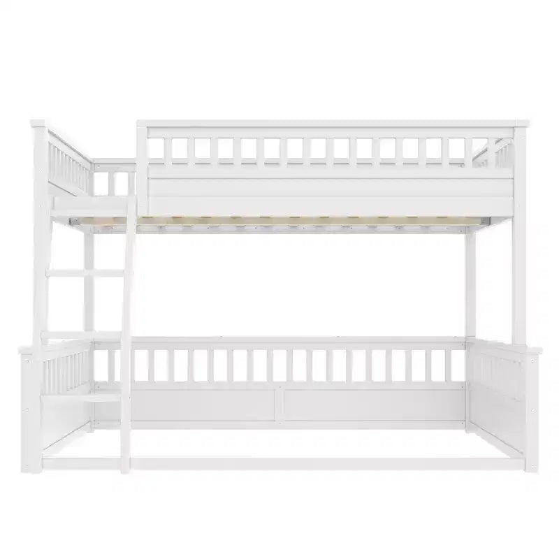 Twin XL/Full XL over Queen Bunk Bed with Ladder and Guardrails - ModernLuxe