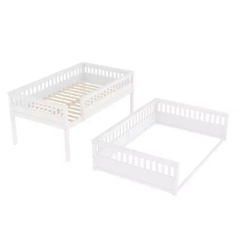 Twin XL/Full XL over Queen Bunk Bed with Ladder and Guardrails - ModernLuxe