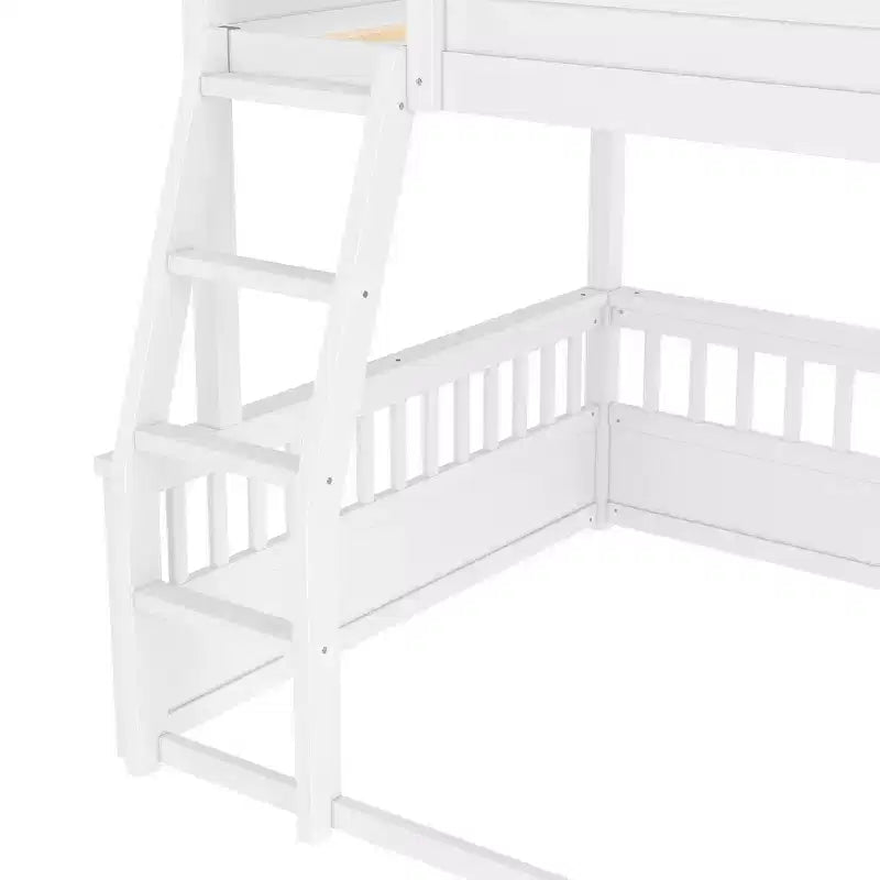 Twin XL/Full XL over Queen Bunk Bed with Ladder and Guardrails - ModernLuxe