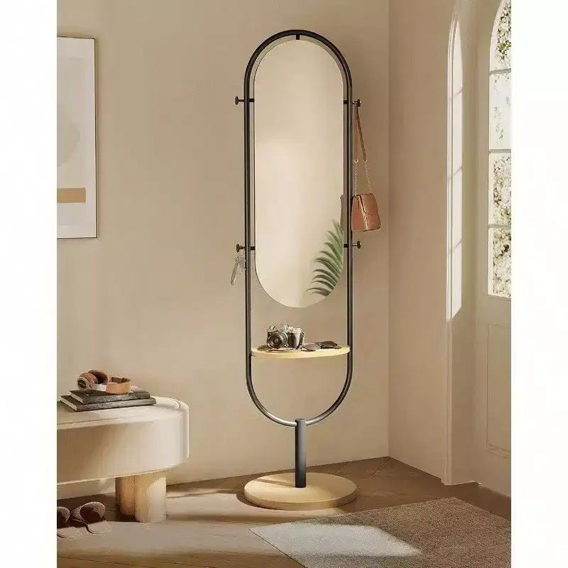 Full-Length Standing Mirror, 3-in-1 Award-Winning Design. In Oak Beige & Ink Black for Living Room, Bedroom Decor