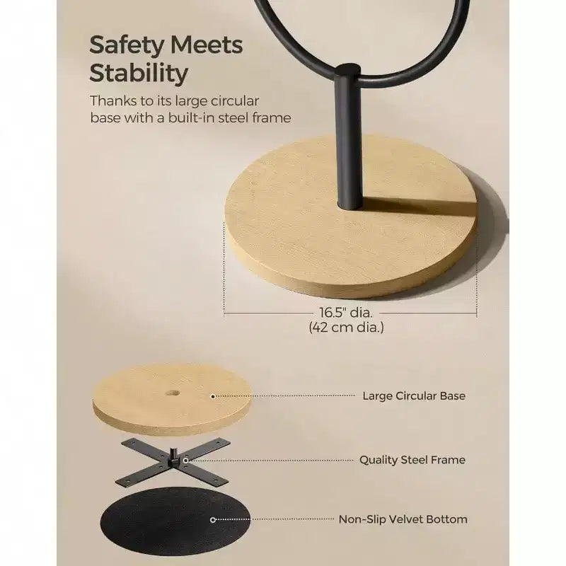 Full-Length Standing Mirror, 3-in-1 Award-Winning Design. In Oak Beige & Ink Black for Living Room, Bedroom Decor
