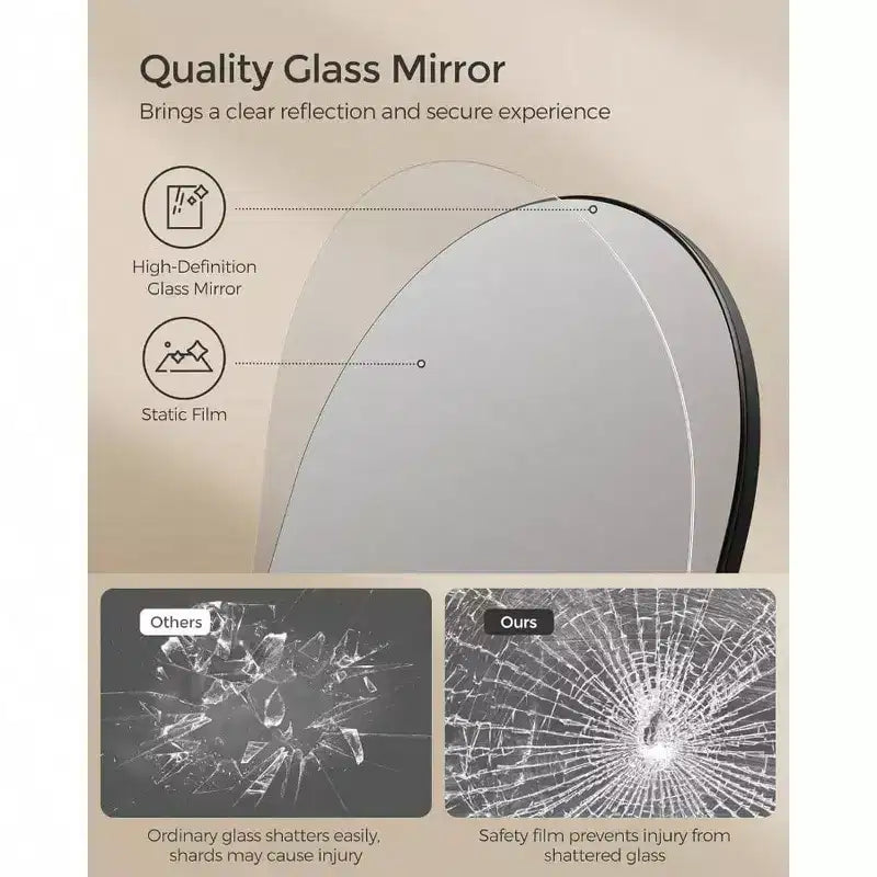 Full-Length Standing Mirror, 3-in-1 Award-Winning Design. In Oak Beige & Ink Black for Living Room, Bedroom Decor