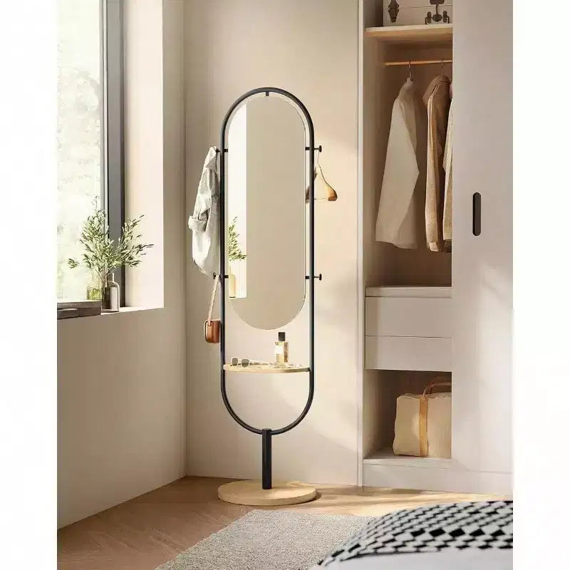 Full-Length Standing Mirror, 3-in-1 Award-Winning Design. In Oak Beige & Ink Black for Living Room, Bedroom Decor
