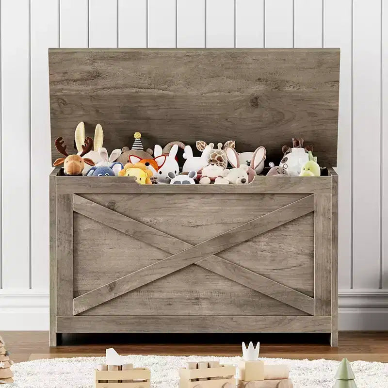 Wooden Storage Bench with Safety Hinge and Multipurpose Seat, Large Shoe Storage Cabinet, Multi-Functional, for Entryway, Living Room, Bedroom