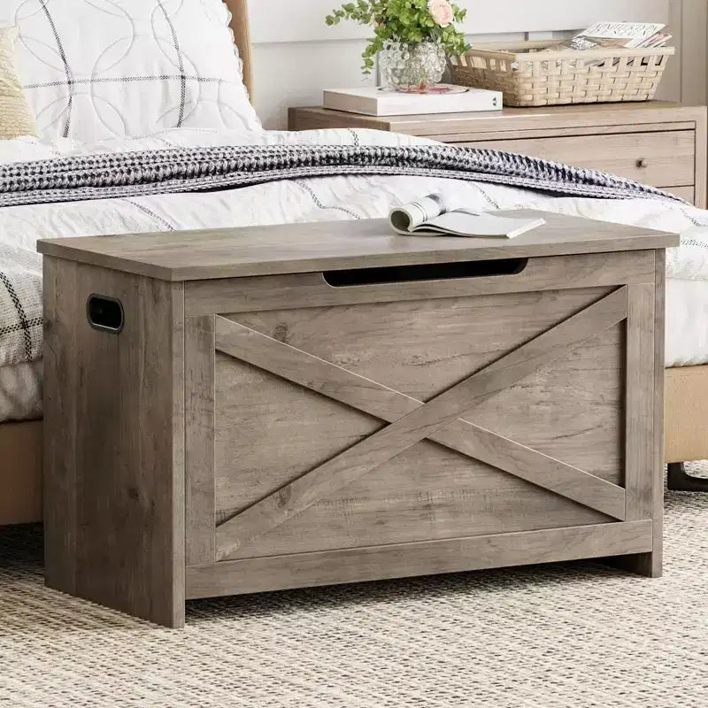Wooden Storage Bench with Safety Hinge and Multipurpose Seat, Large Shoe Storage Cabinet, Multi-Functional, for Entryway, Living Room, Bedroom