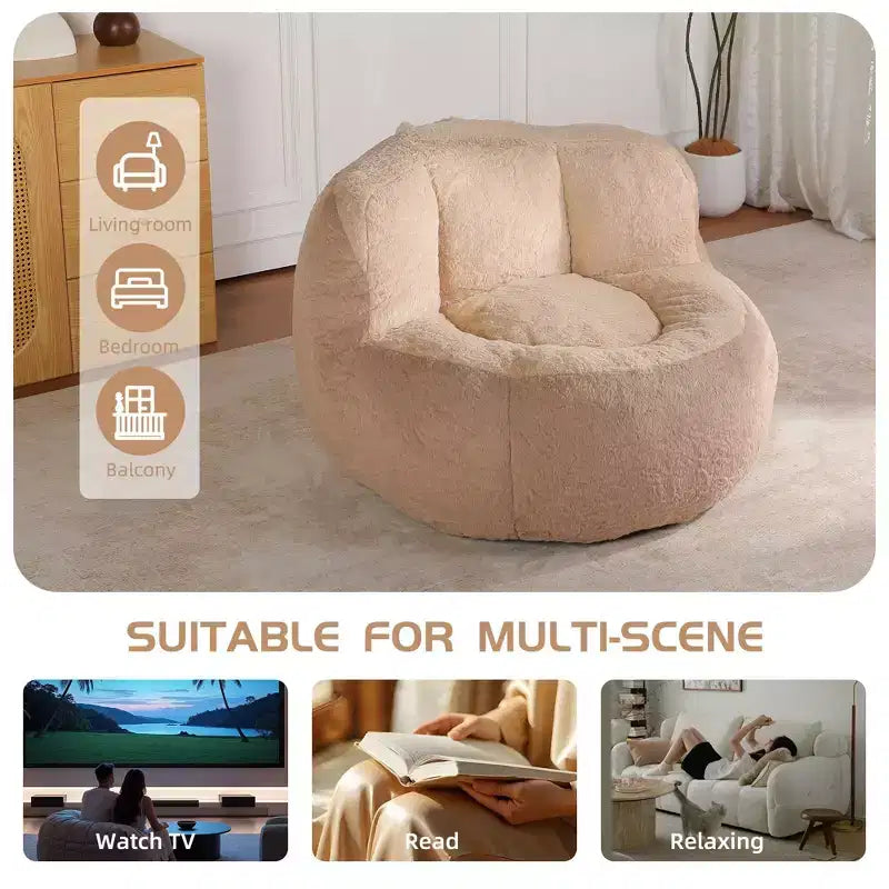Okak Giant Bean Bag Couch, Bean Bag Chair with Shredded Sponge, Floor Chairs for Adults, Lounge Chair for Living Room