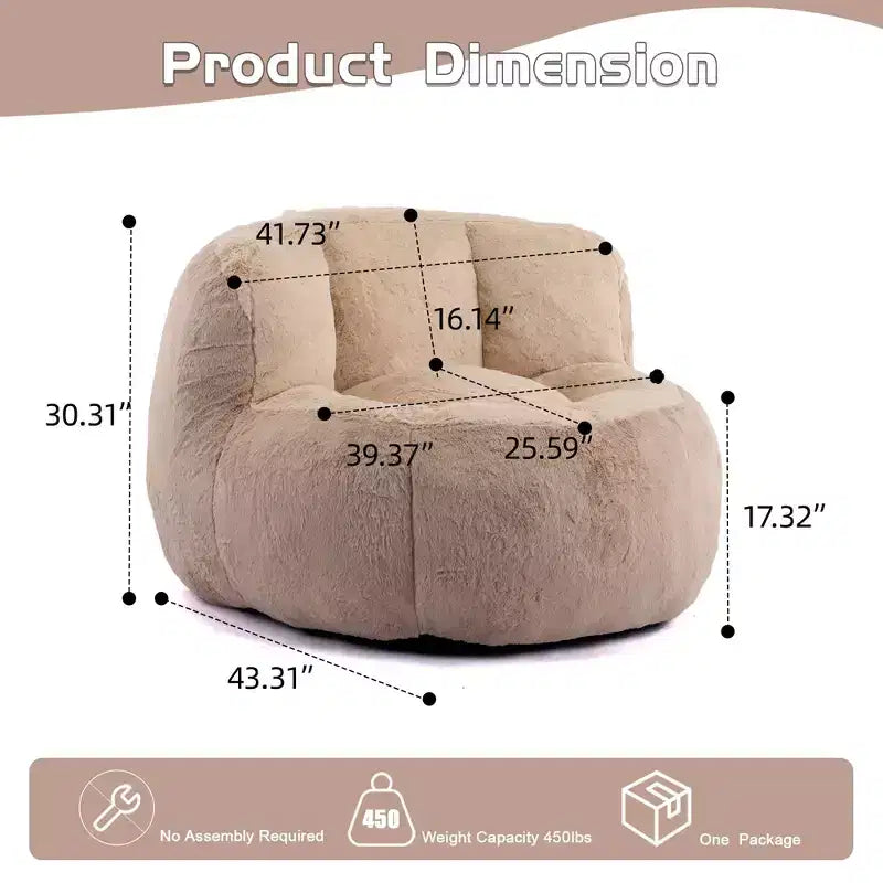 Okak Giant Bean Bag Couch, Bean Bag Chair with Shredded Sponge, Floor Chairs for Adults, Lounge Chair for Living Room