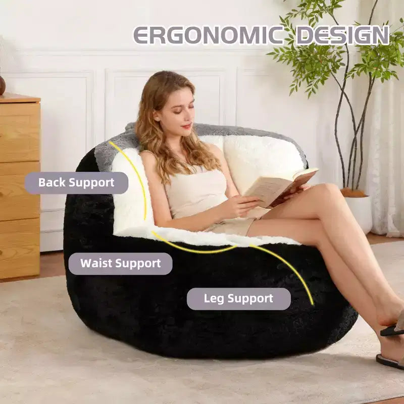 Okak Giant Bean Bag Couch, Bean Bag Chair with Shredded Sponge, Floor Chairs for Adults, Lounge Chair for Living Room