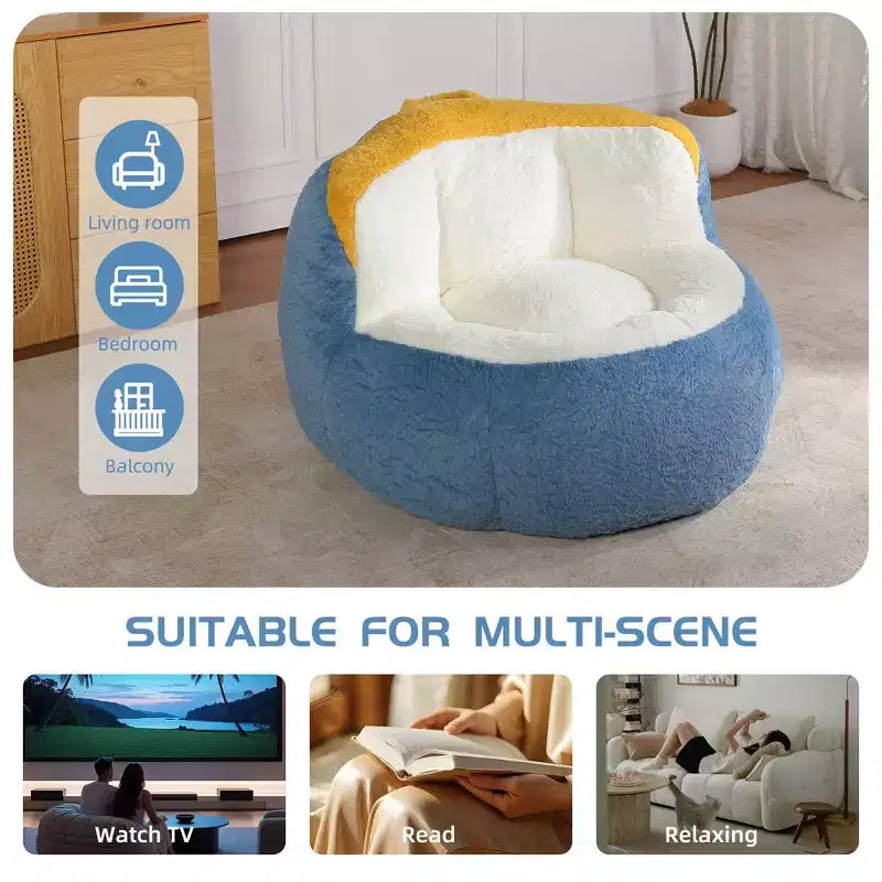 Okak Giant Bean Bag Couch, Bean Bag Chair with Shredded Sponge, Floor Chairs for Adults, Lounge Chair for Living Room