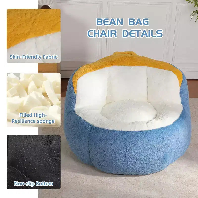 Okak Giant Bean Bag Couch, Bean Bag Chair with Shredded Sponge, Floor Chairs for Adults, Lounge Chair for Living Room