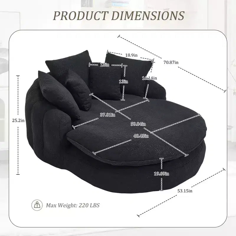 Okak Bean Bag Couch with 5 Pillows, Large Bean Bag Sofas for Adults/Kids, Giant Floor Chair with Wrap Around Back for Living Room