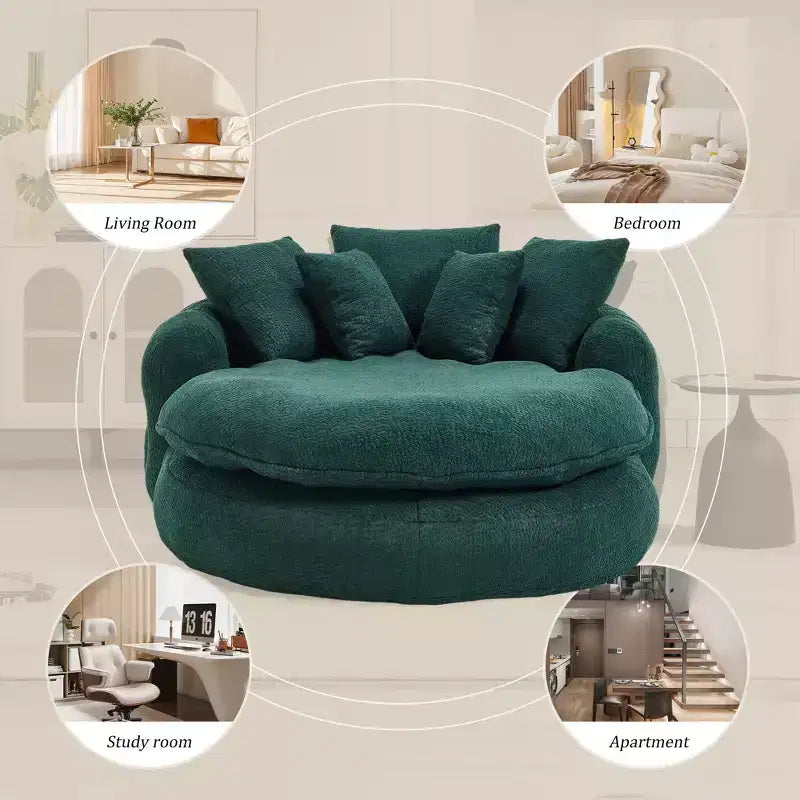 Okak Bean Bag Couch with 5 Pillows, Large Bean Bag Sofas for Adults/Kids, Giant Floor Chair with Wrap Around Back for Living Room