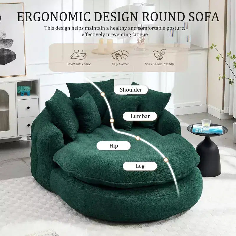 Okak Bean Bag Couch with 5 Pillows, Large Bean Bag Sofas for Adults/Kids, Giant Floor Chair with Wrap Around Back for Living Room